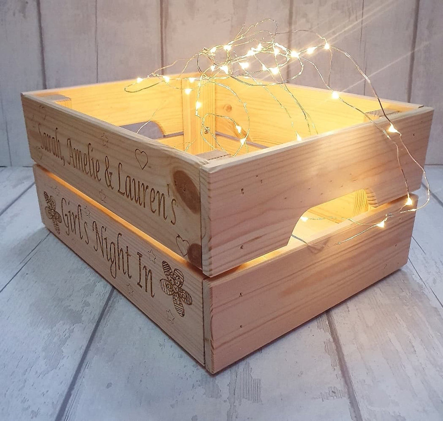 Personalised "Girls night in" wooden crate. - LaserGiftsuk