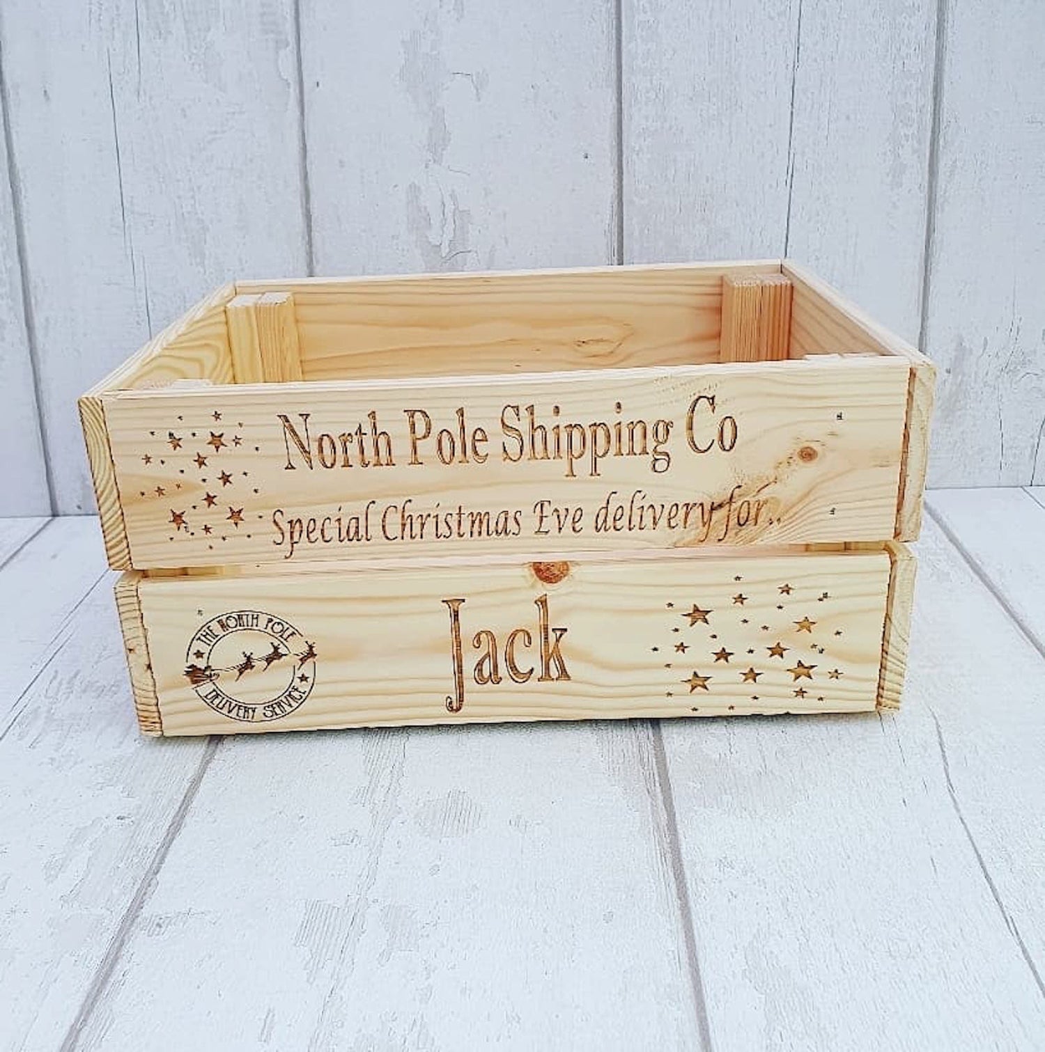 Personalised wooden Christmas eve crate. - LaserGiftsuk