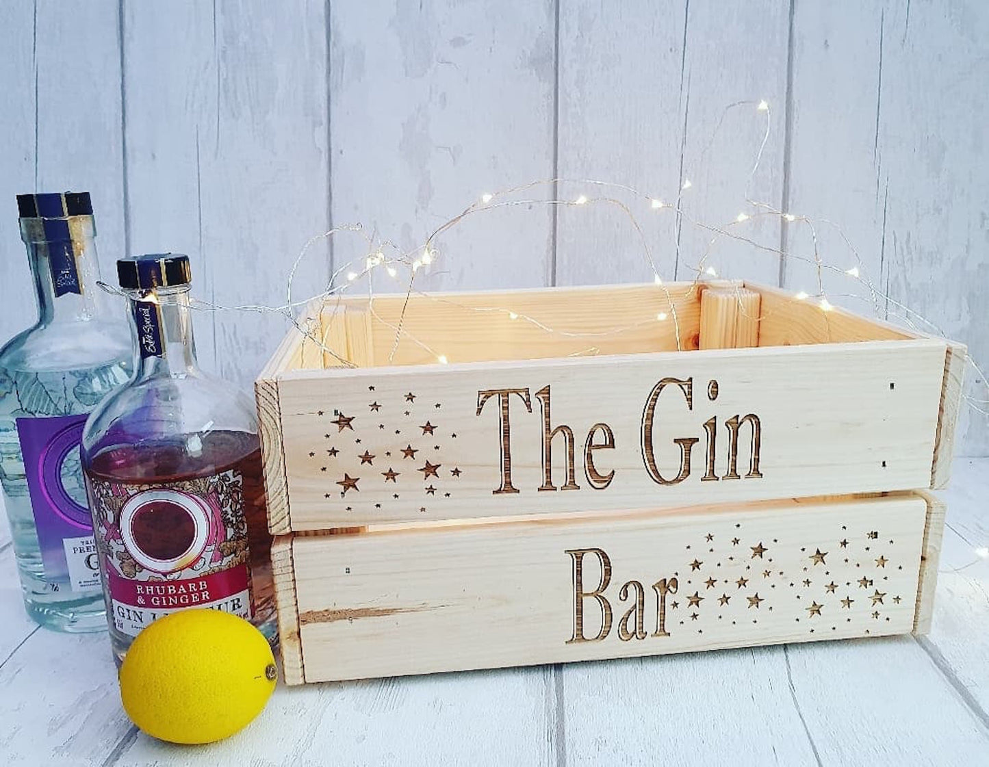 Personalised "The Gin Bar" crate. - LaserGiftsuk