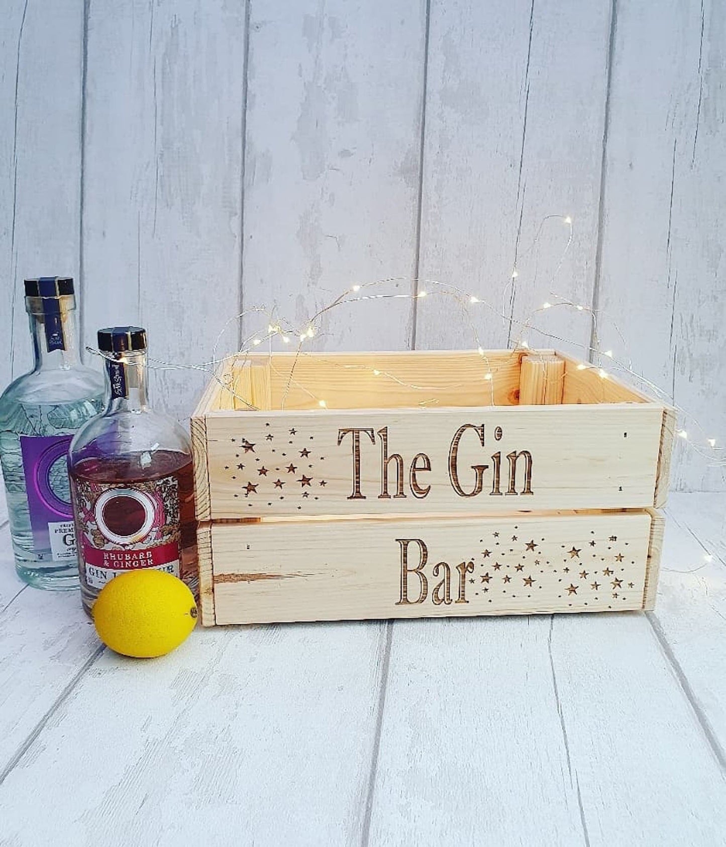 Personalised "The Gin Bar" crate. - LaserGiftsuk