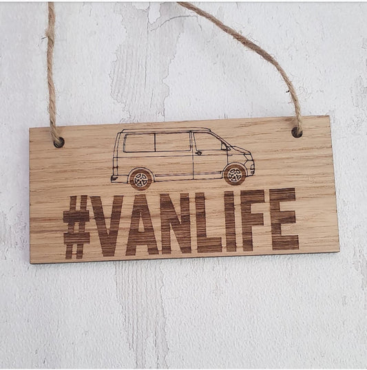 Oak veneer sign for camper van, Van Life. - LaserGiftsuk