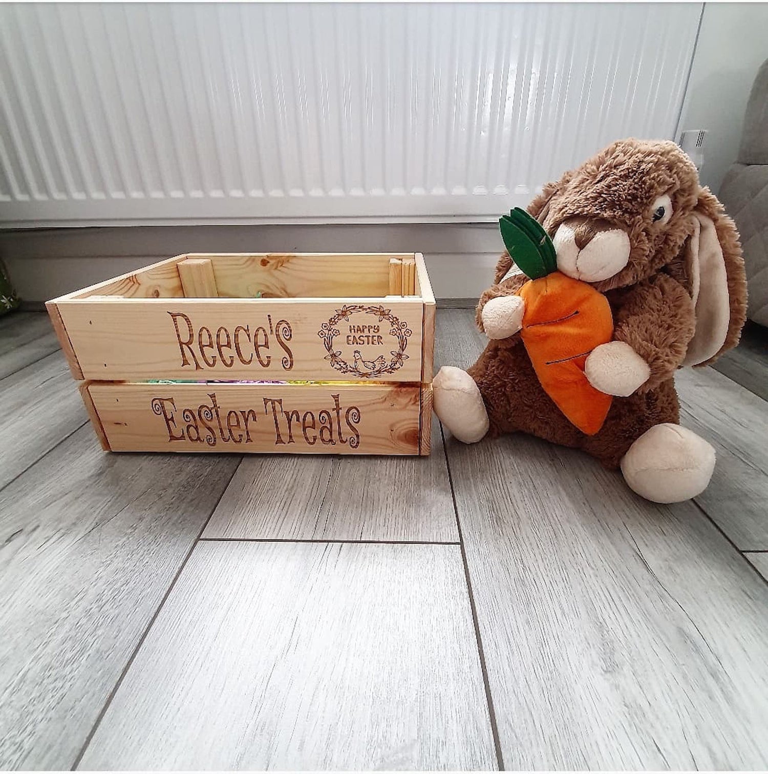 Personalised wooden Easter crate. - LaserGiftsuk
