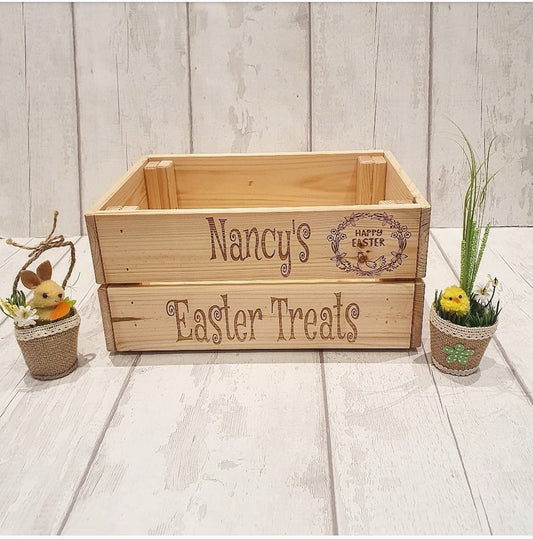 Personalised wooden Easter crate. - LaserGiftsuk