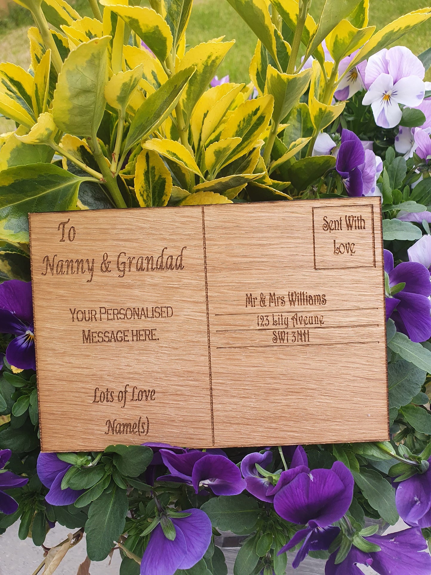 Personalised wooden post card. - LaserGiftsuk