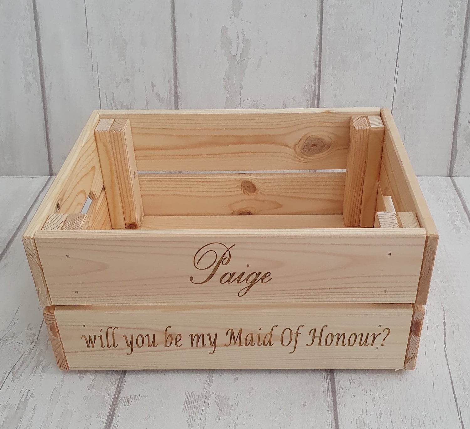 Personalised "will you be my Maid Of Honour?" crate - LaserGiftsuk