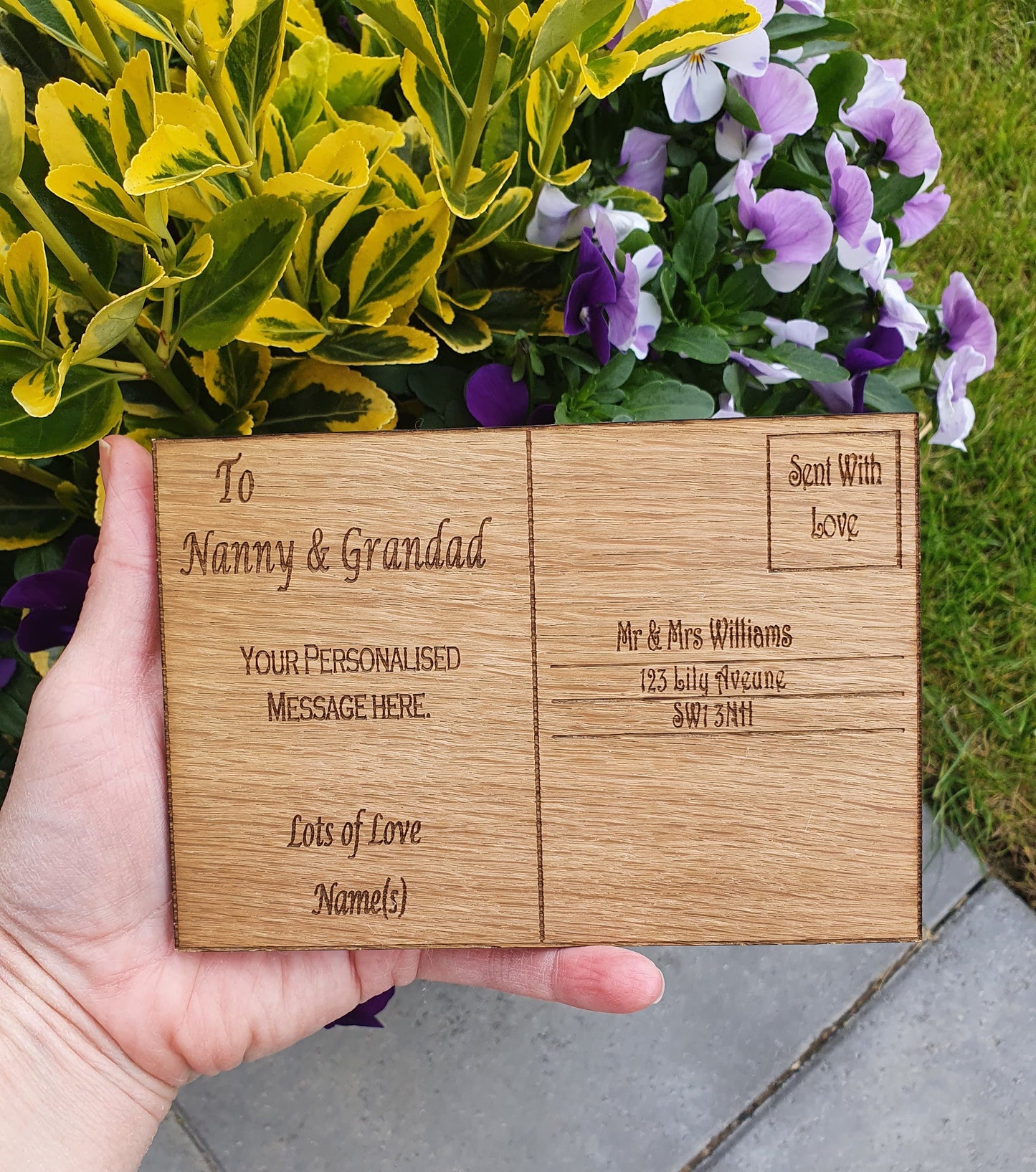 Personalised wooden post card. - LaserGiftsuk