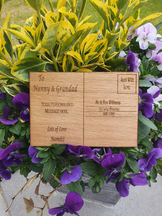 Personalised wooden post card. - LaserGiftsuk