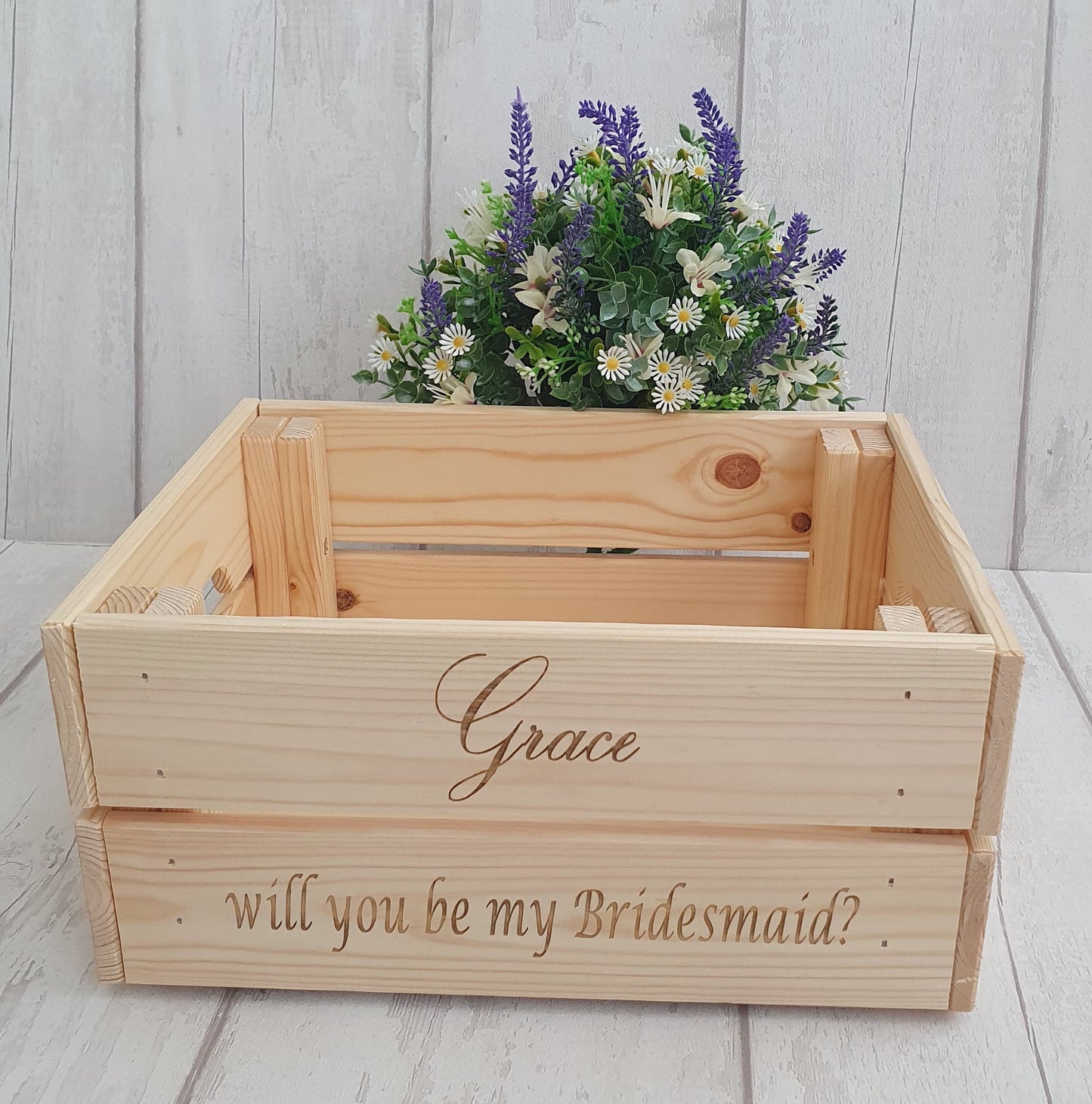 Personalised "will you be my Bridesmaid?" crate - LaserGiftsuk