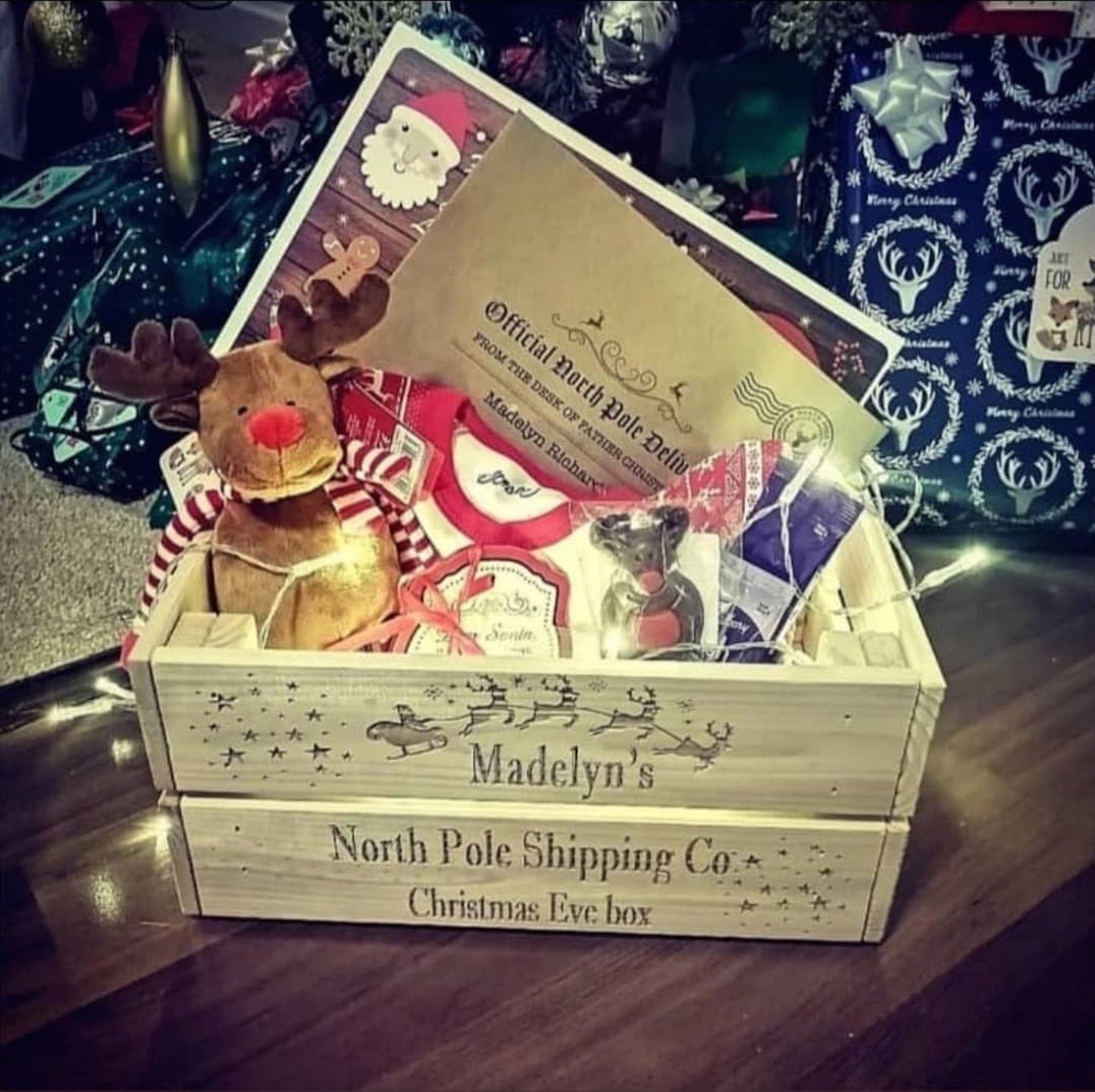 Personalised wooden Christmas eve crate. - LaserGiftsuk