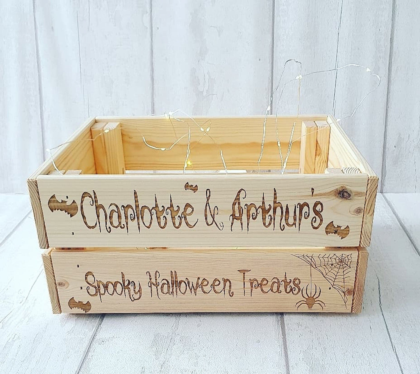 Personalised wooden Halloween crate. - LaserGiftsuk