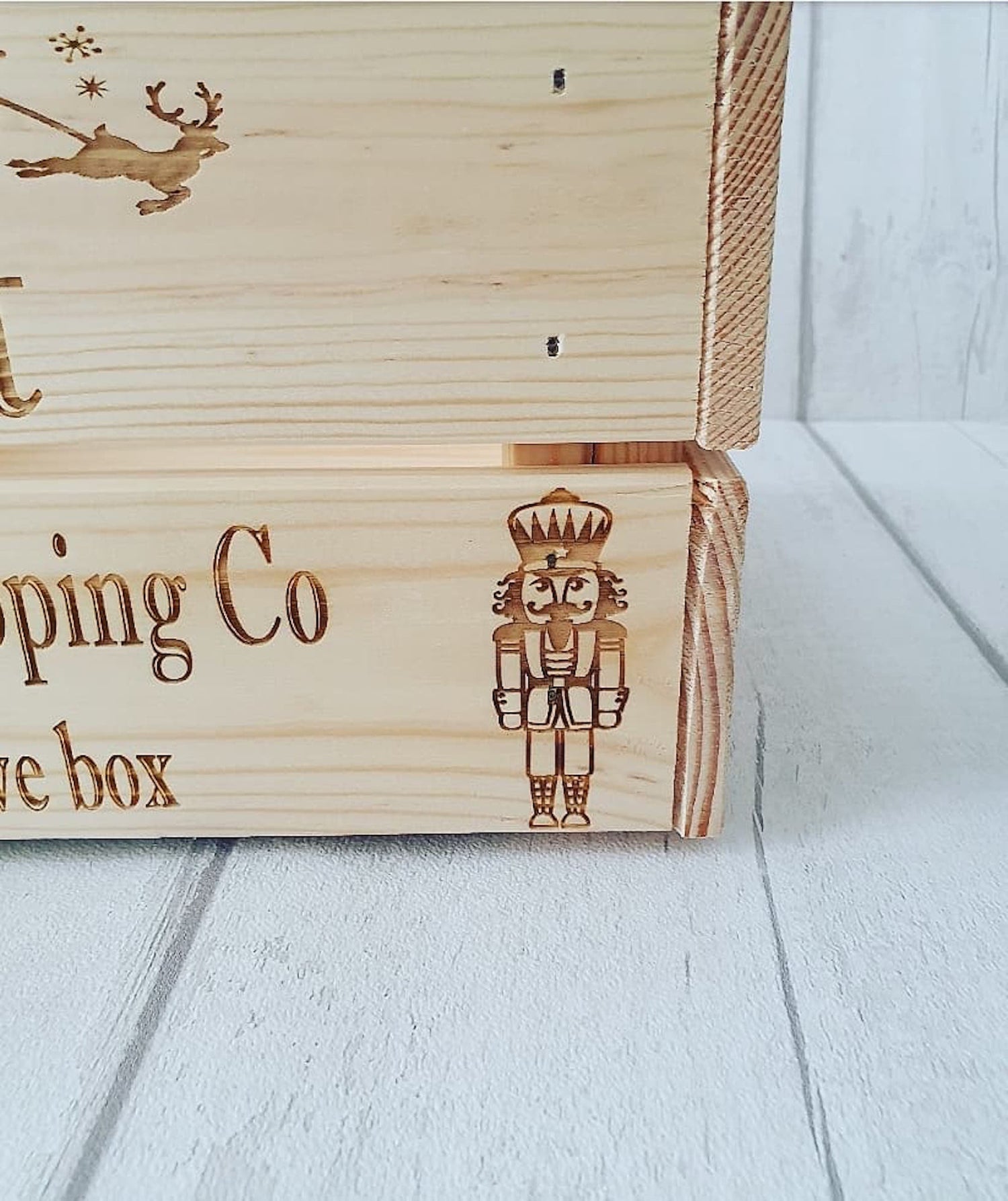 Personalised wooden Christmas eve crate, with nutcracker. - LaserGiftsuk