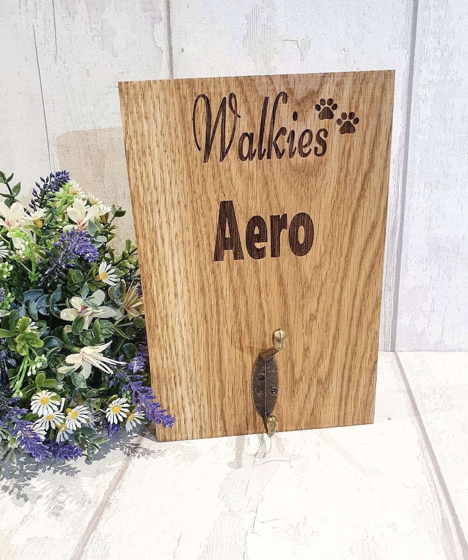 Personalised Oak Dog Lead Holder. - LaserGiftsuk