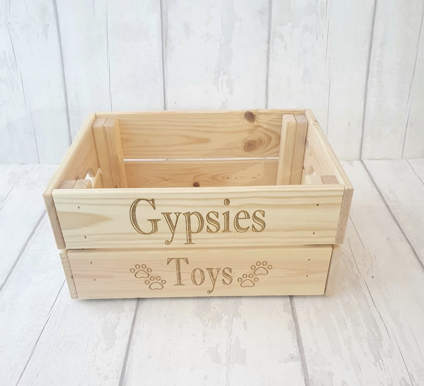 Personalised wooden dog toy crate. - LaserGiftsuk