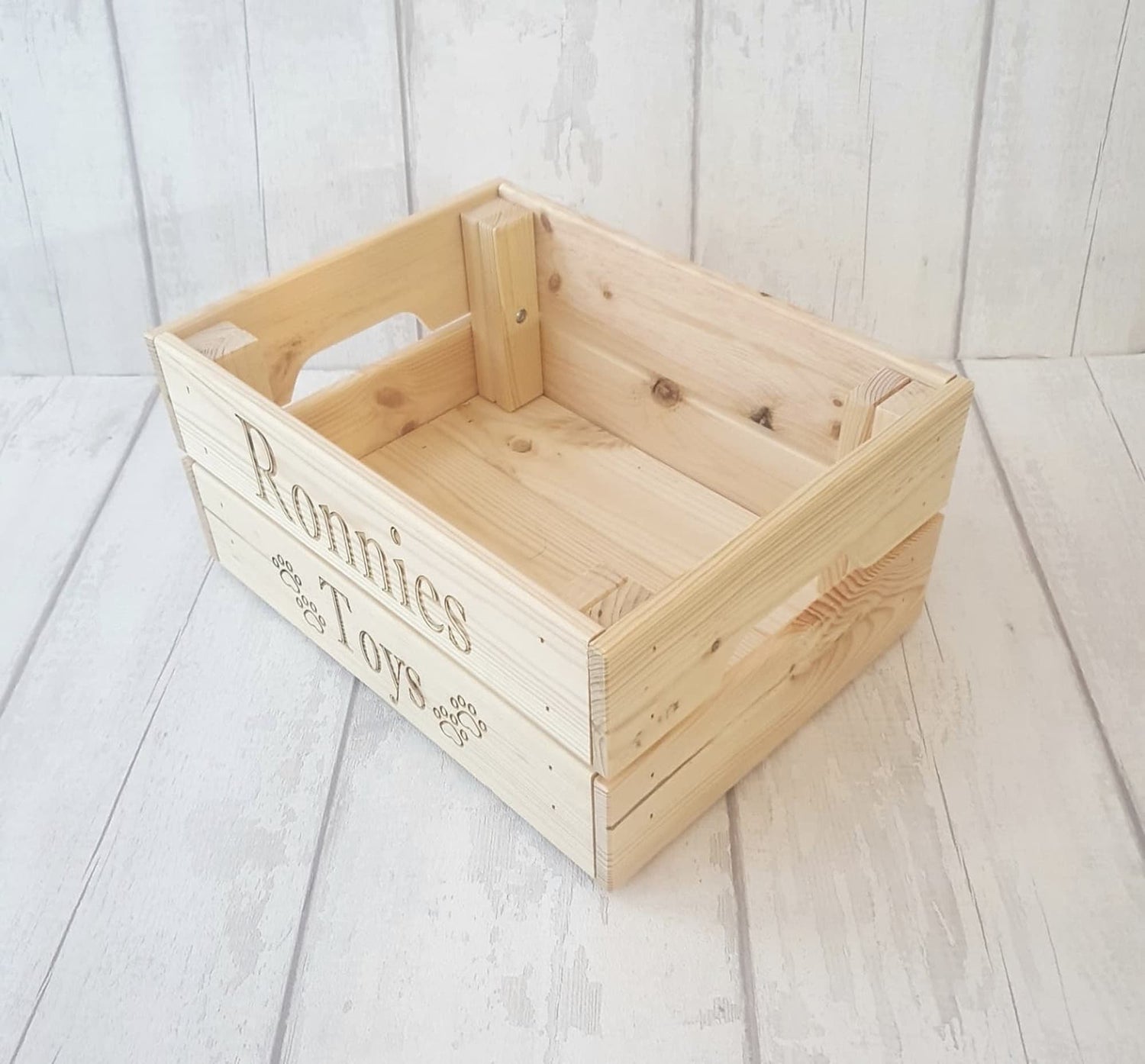 Personalised wooden dog toy crate. - LaserGiftsuk