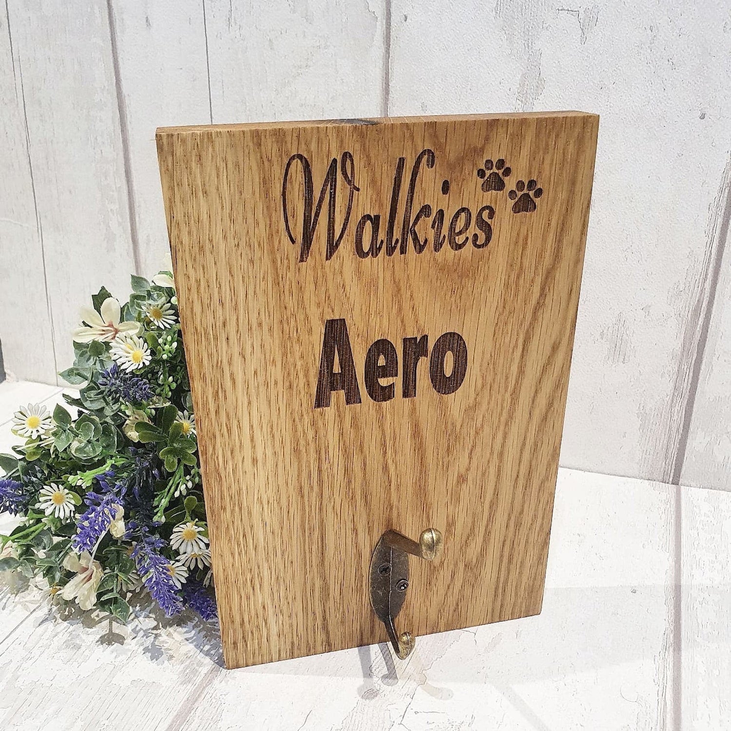 Personalised Oak Dog Lead Holder. - LaserGiftsuk