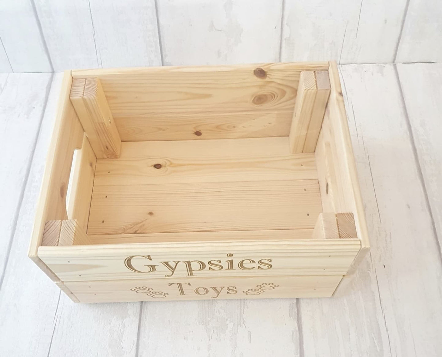 Personalised wooden dog toy crate. - LaserGiftsuk