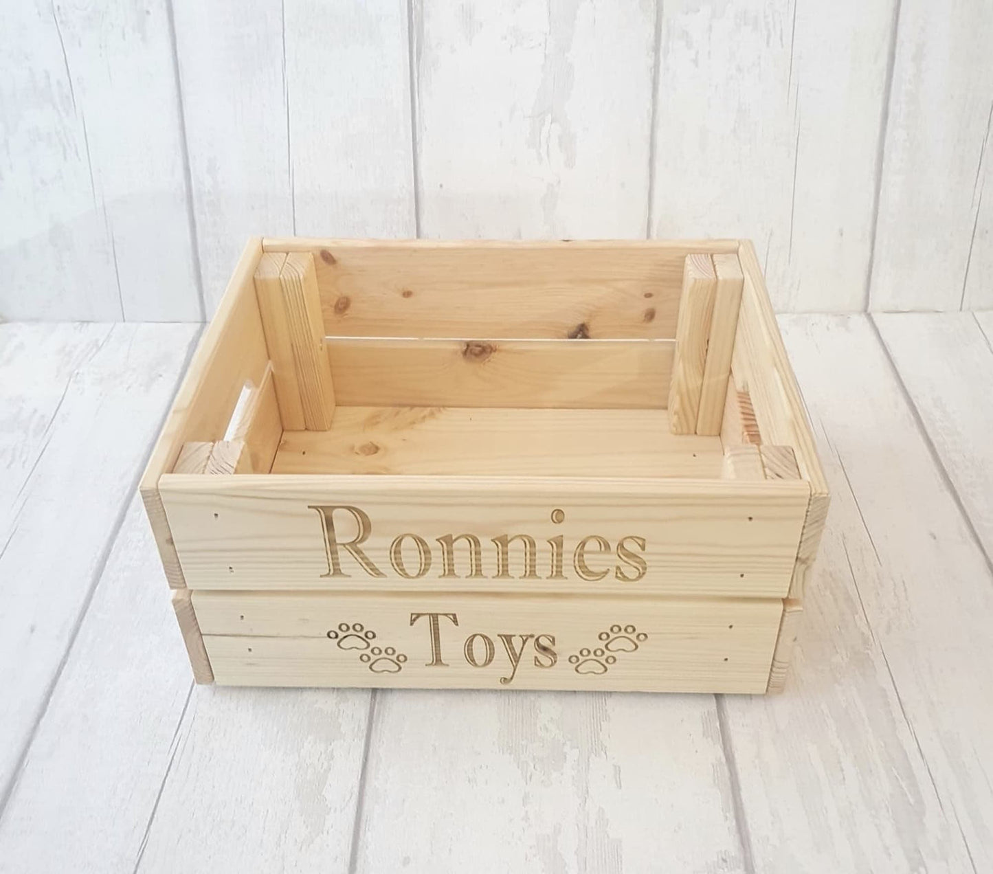 Personalised wooden dog toy crate. - LaserGiftsuk