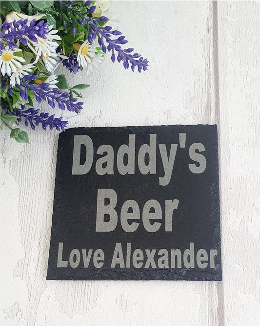 Personalised slate coaster, Father's Day. - LaserGiftsuk