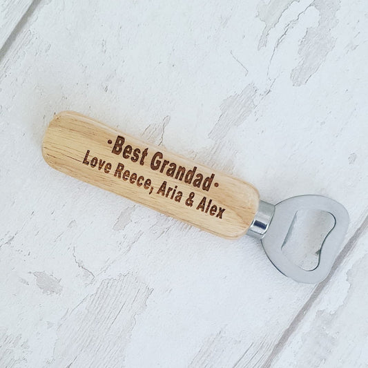 Personalised wooden bottle opener, Father's Day. - LaserGiftsuk