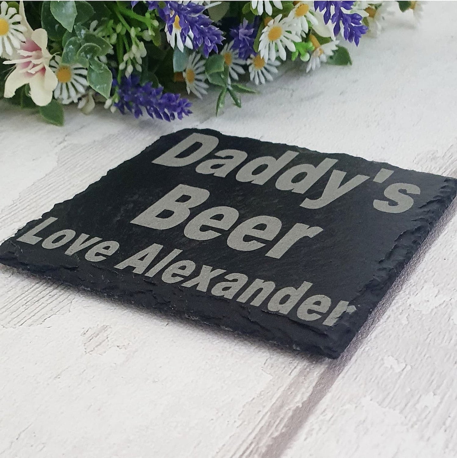 Personalised slate coaster, Father's Day. - LaserGiftsuk