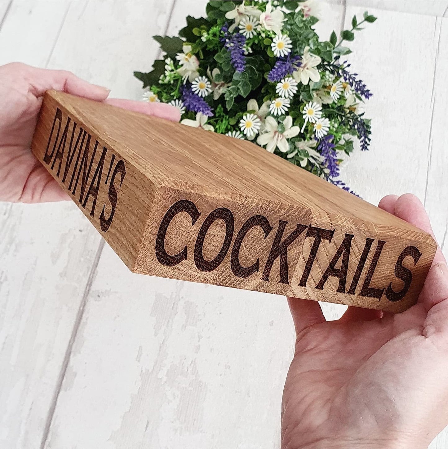 Personalised mini Solid Oak board, cocktail making, cheese board. - LaserGiftsuk