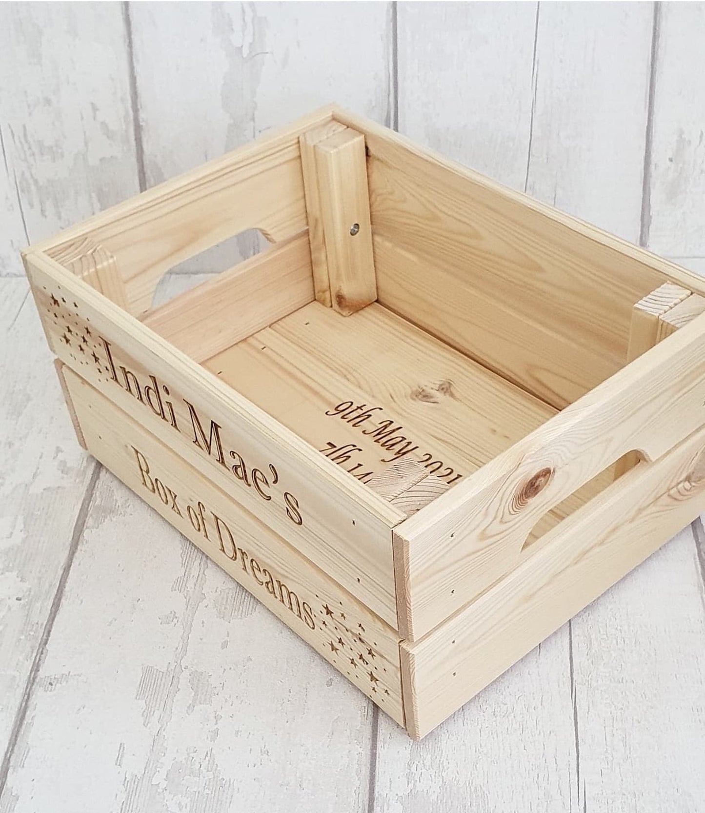 Personalised baby box of dreams crate. - LaserGiftsuk