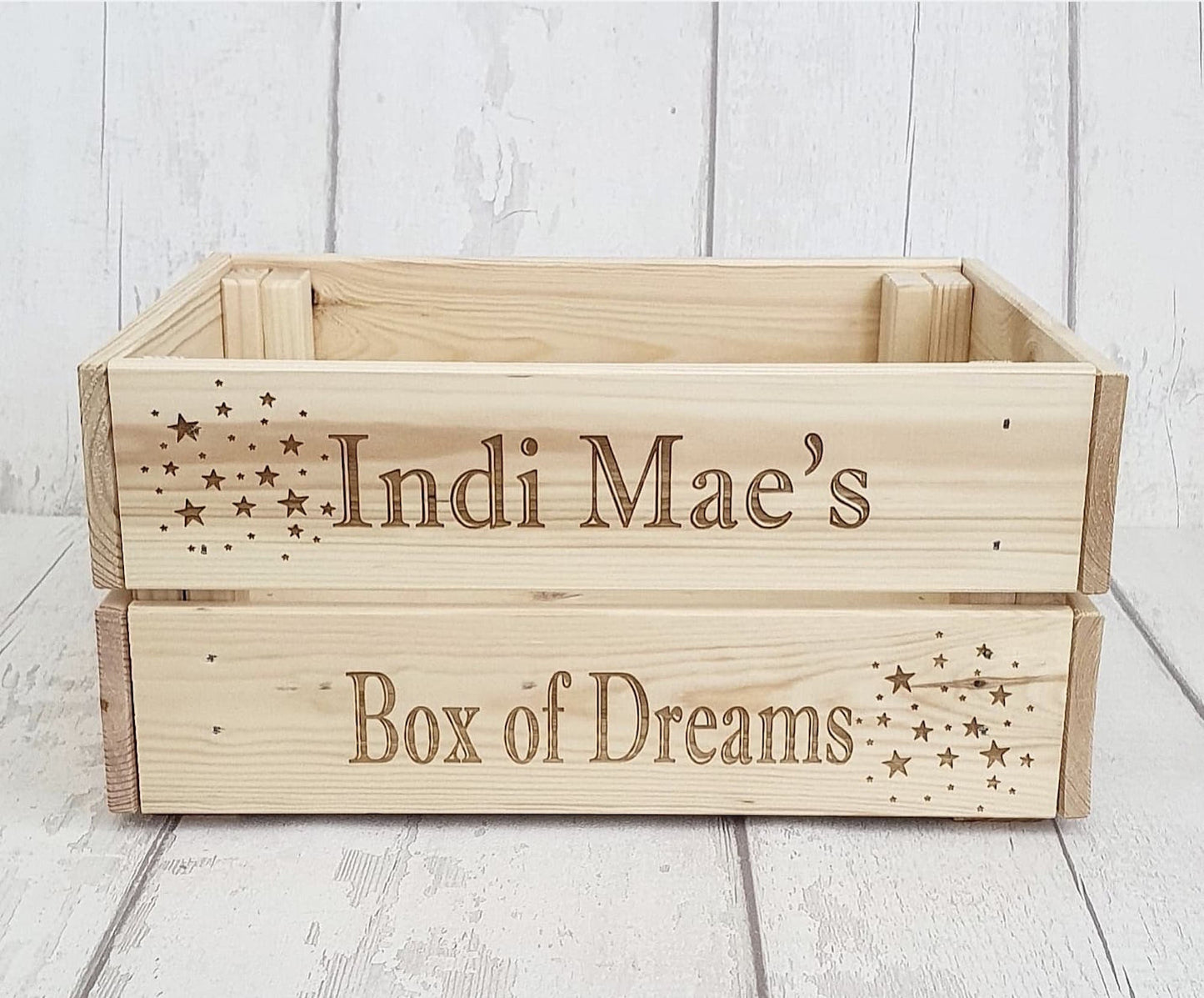 Personalised baby box of dreams crate. - LaserGiftsuk