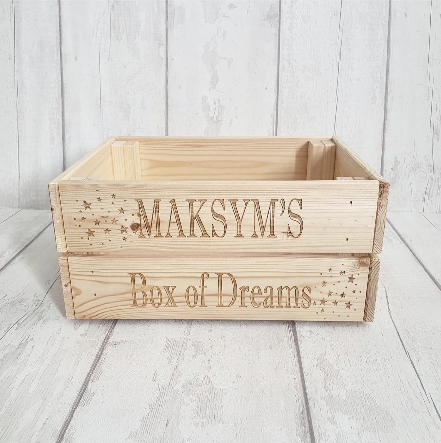 Personalised baby box of dreams crate. - LaserGiftsuk