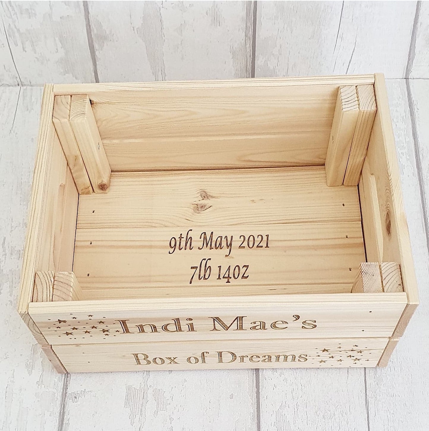 Personalised baby box of dreams crate. - LaserGiftsuk