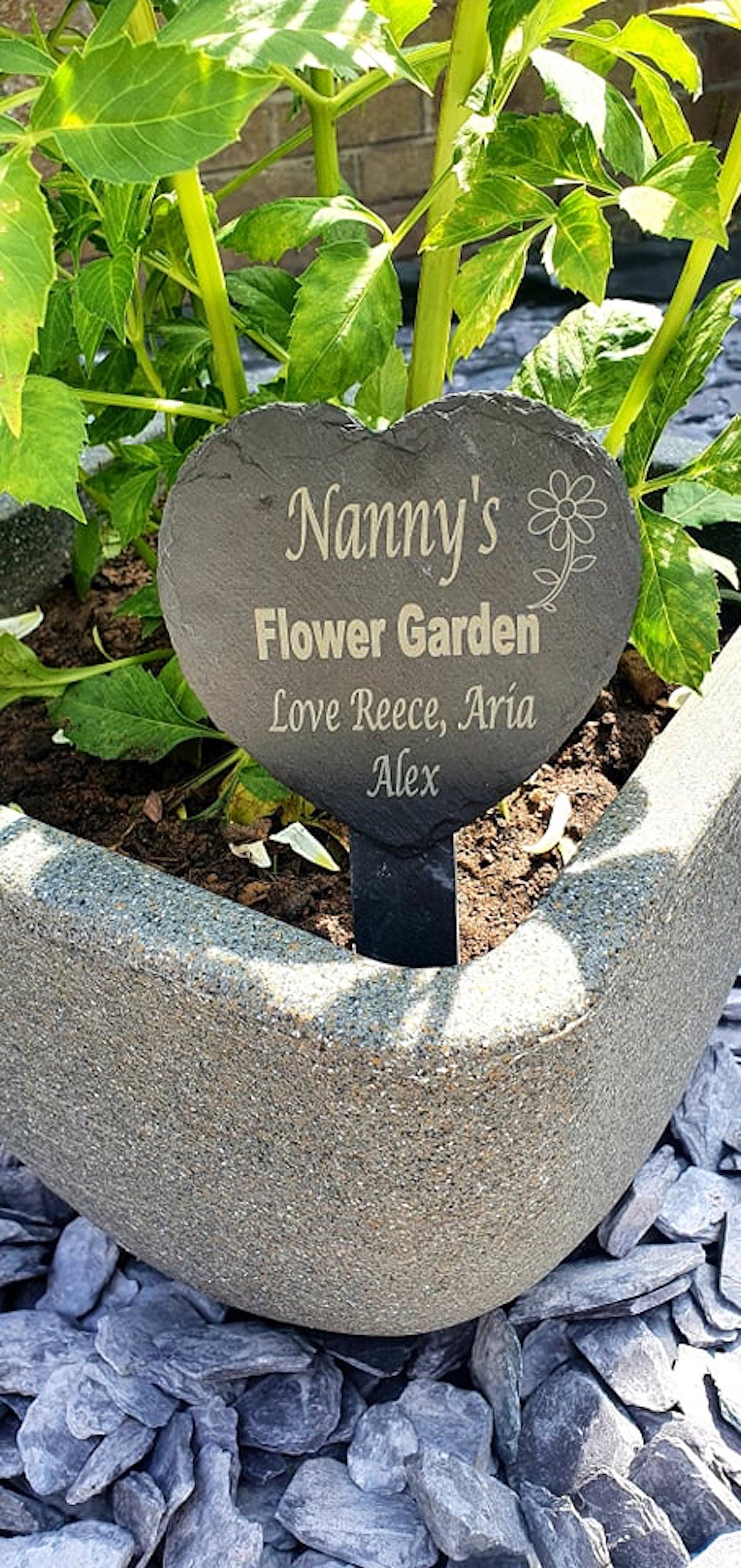 Personalised slate garden planter sign. - LaserGiftsuk