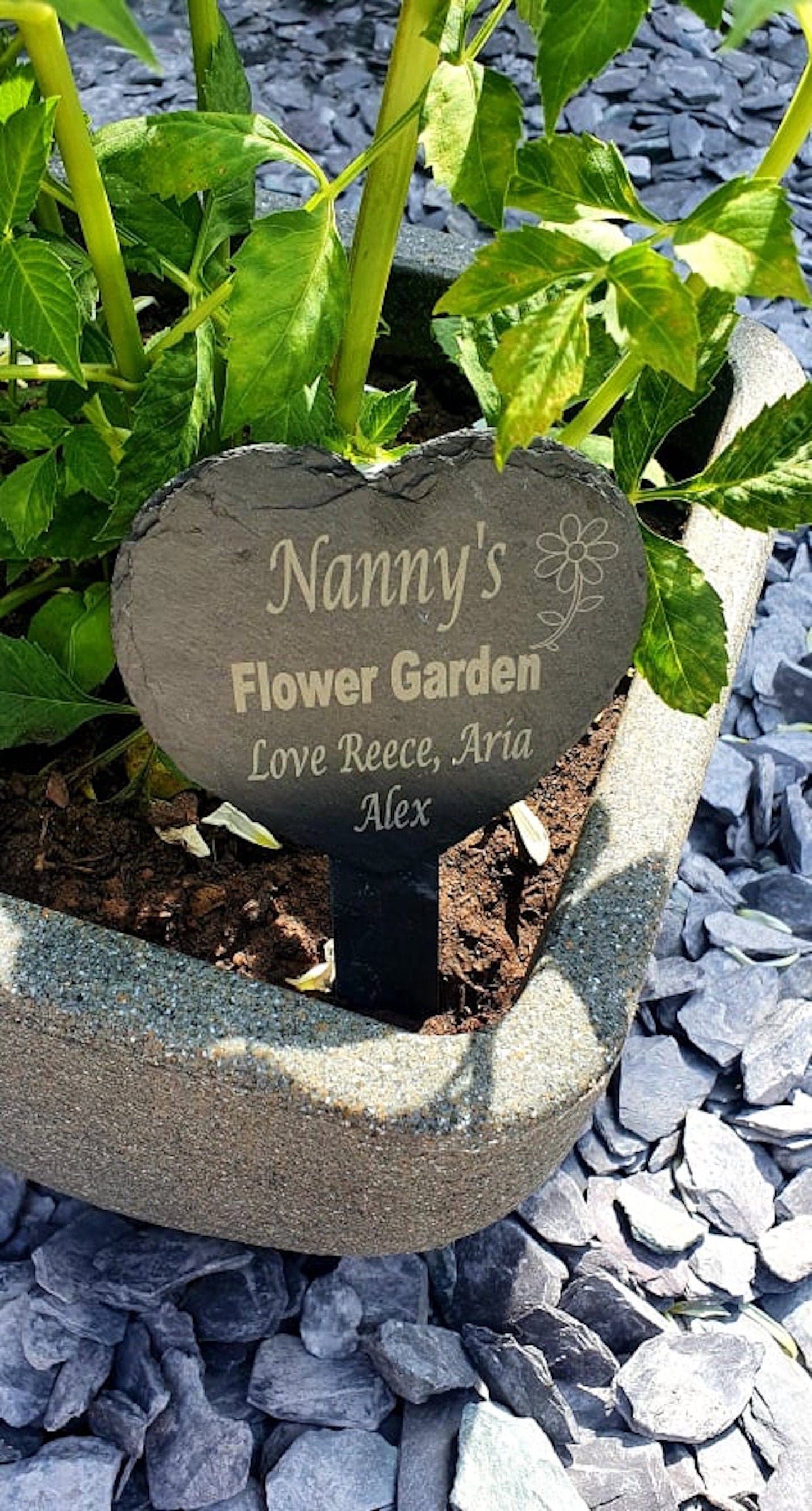 Personalised slate garden planter sign. - LaserGiftsuk