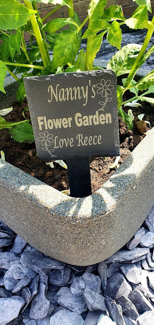 Personalised slate garden planter sign, square. - LaserGiftsuk