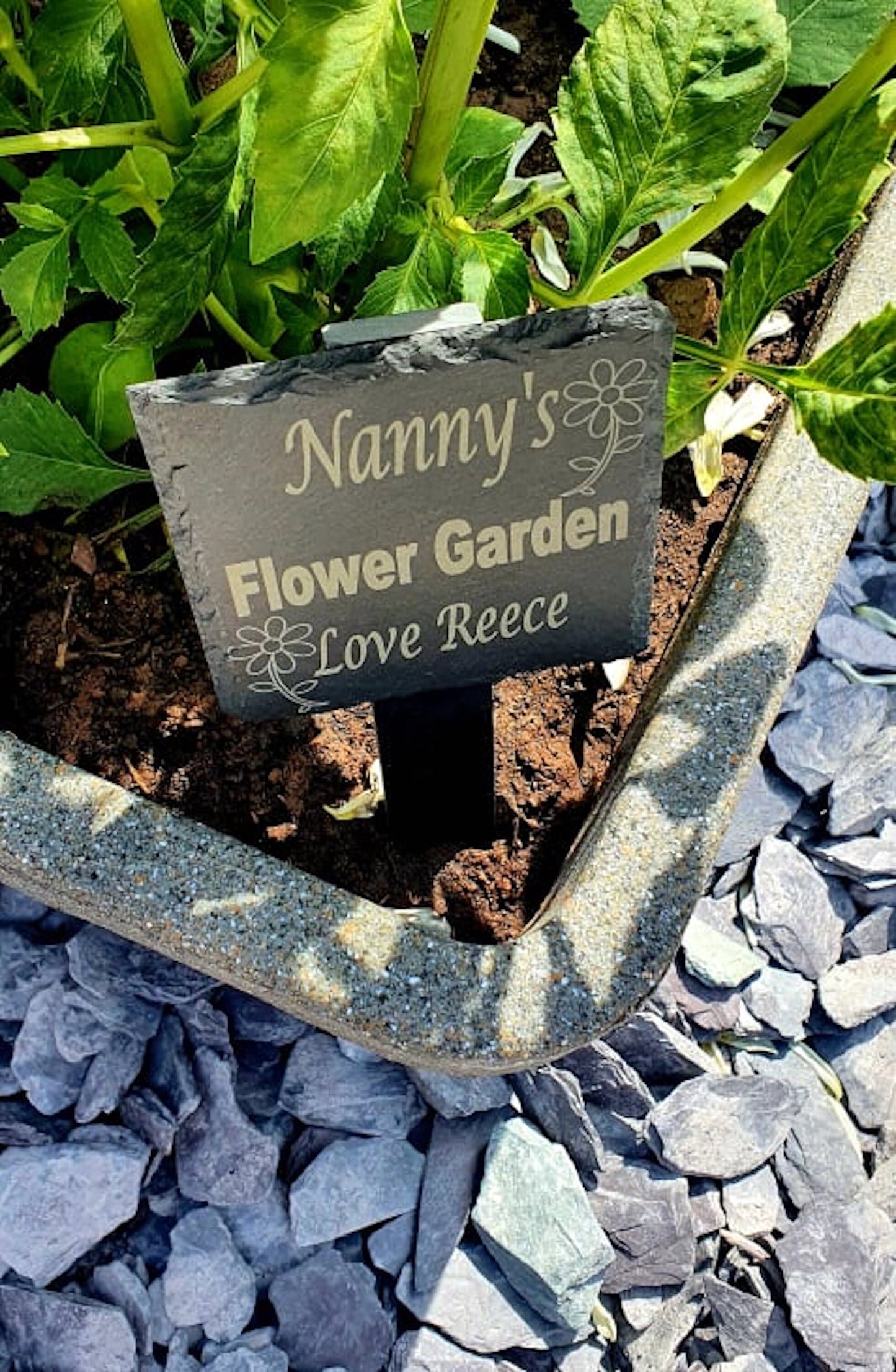 Personalised slate garden planter sign, square. - LaserGiftsuk