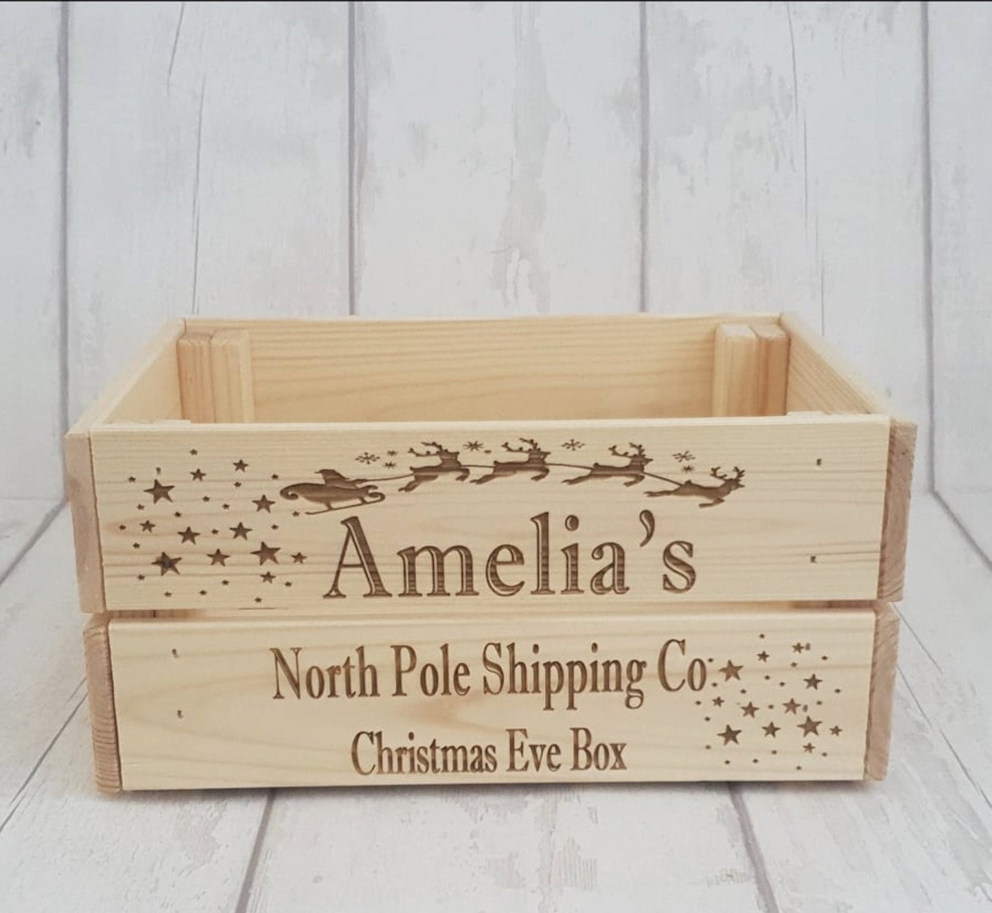 Personalised wooden Christmas eve crate. - LaserGiftsuk