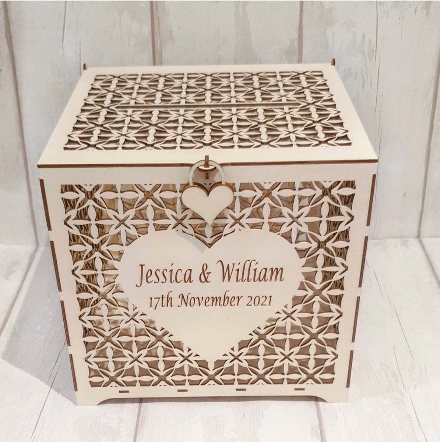 Beautiful bespoke wedding card box. - LaserGiftsuk
