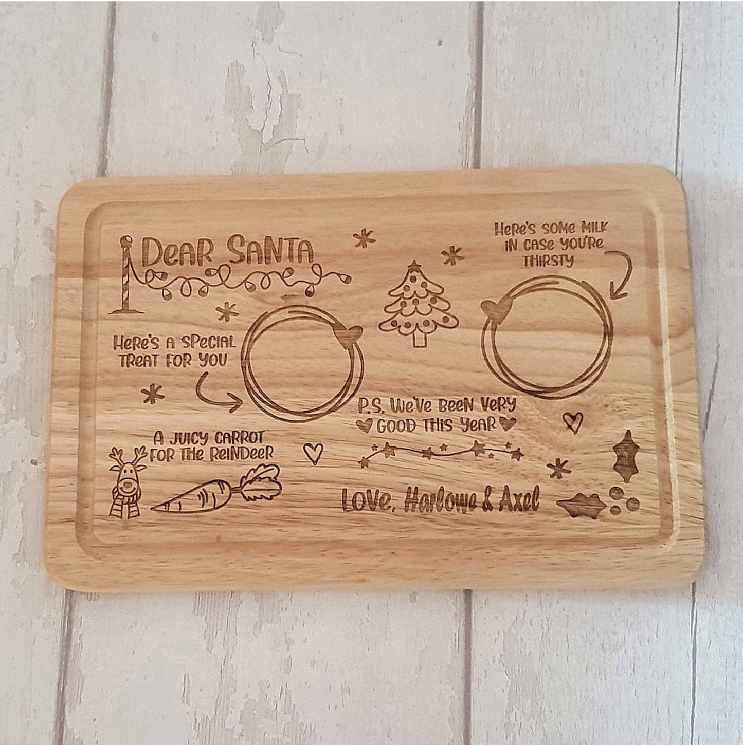 Personalised Santa treat board, engraved. - LaserGiftsuk