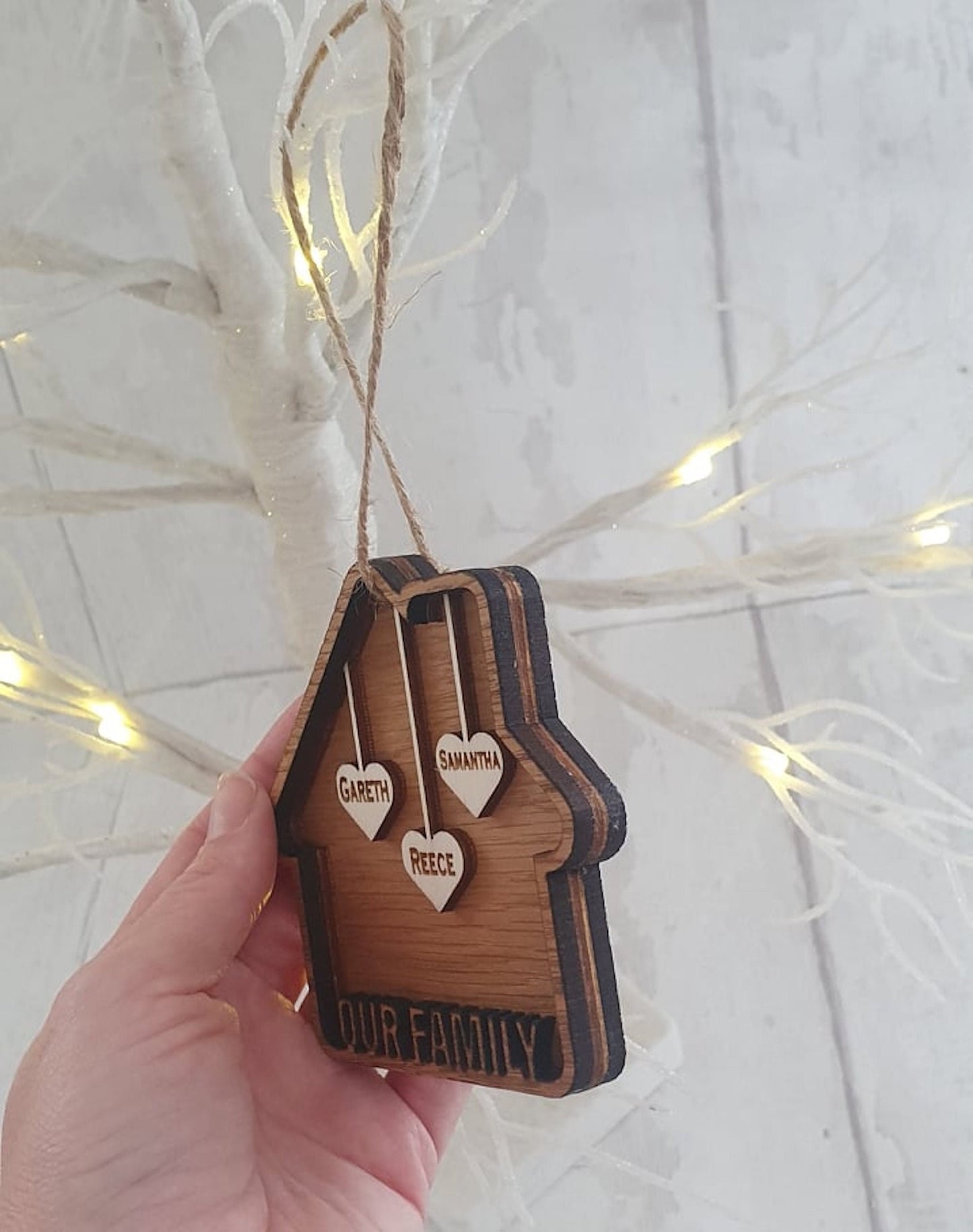 Bespoke personalised family Christmas decoration. - LaserGiftsuk