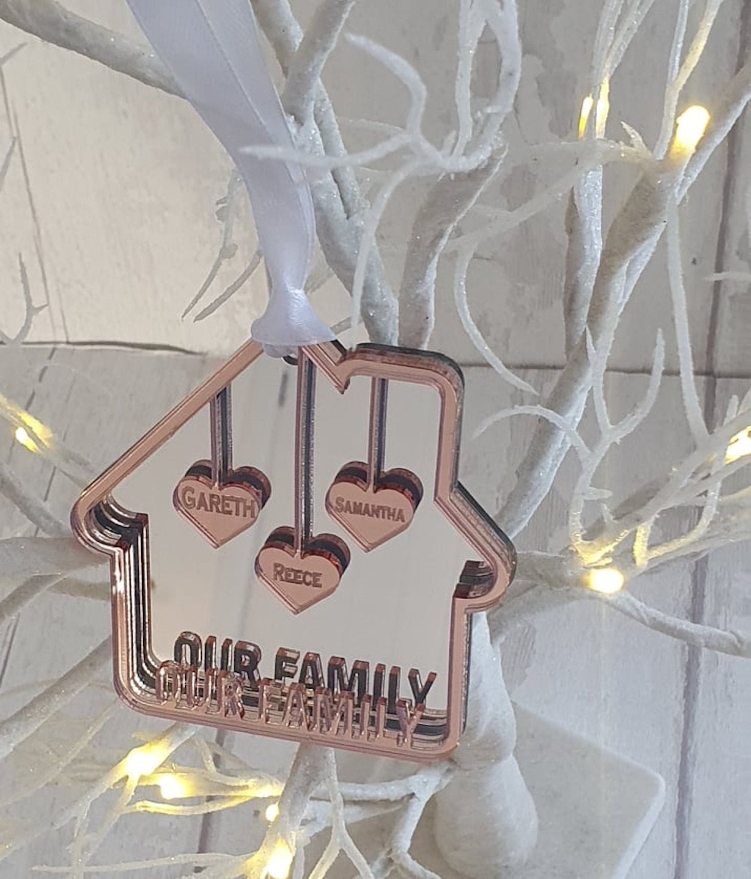 Bespoke acrylic personalised family Christmas decoration - LaserGiftsuk