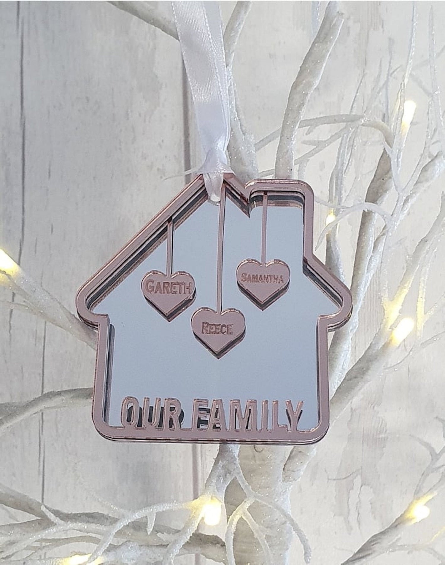 Bespoke acrylic personalised family Christmas decoration - LaserGiftsuk