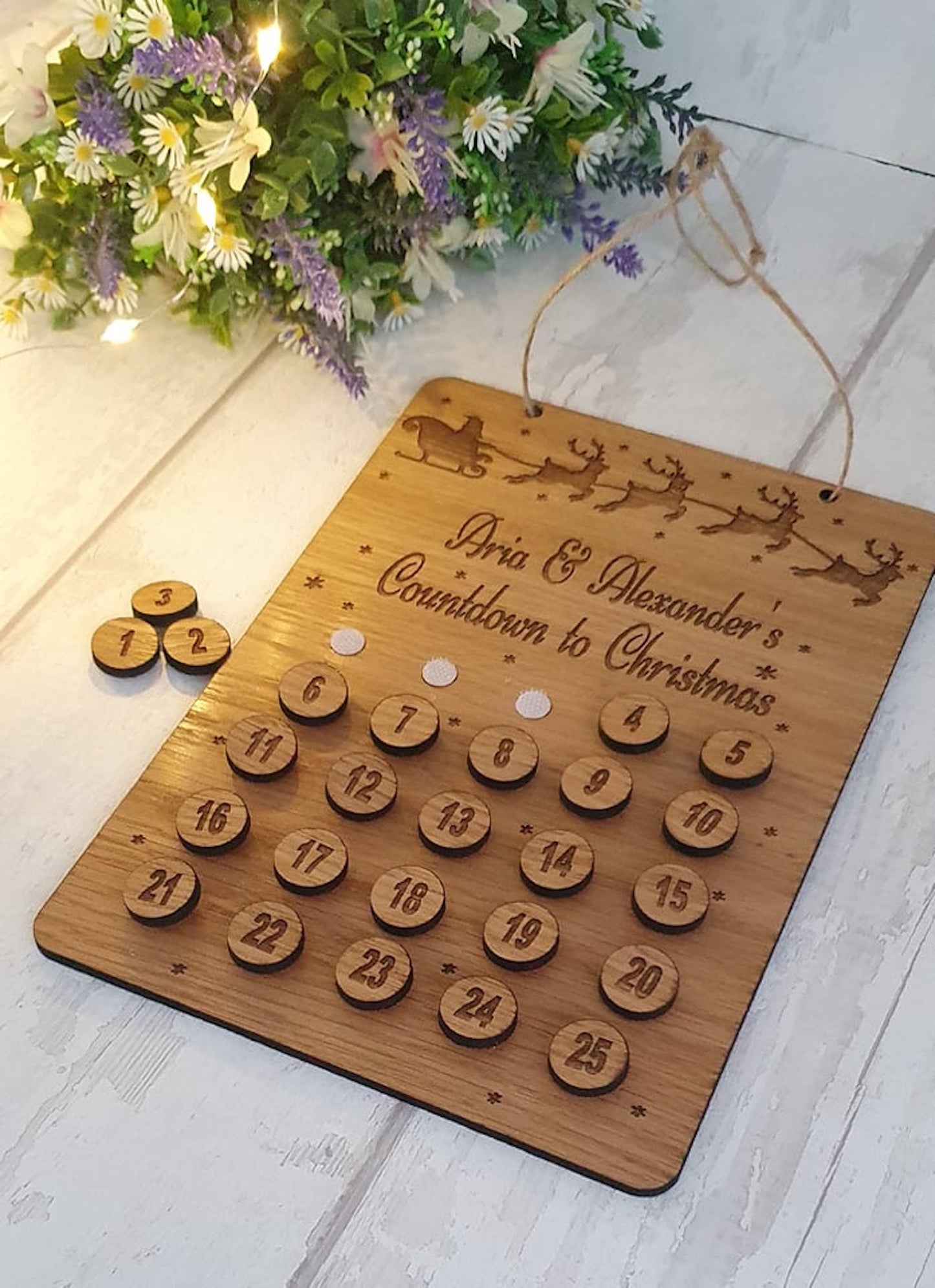 Personalised Countdown to Christmas board. - LaserGiftsuk