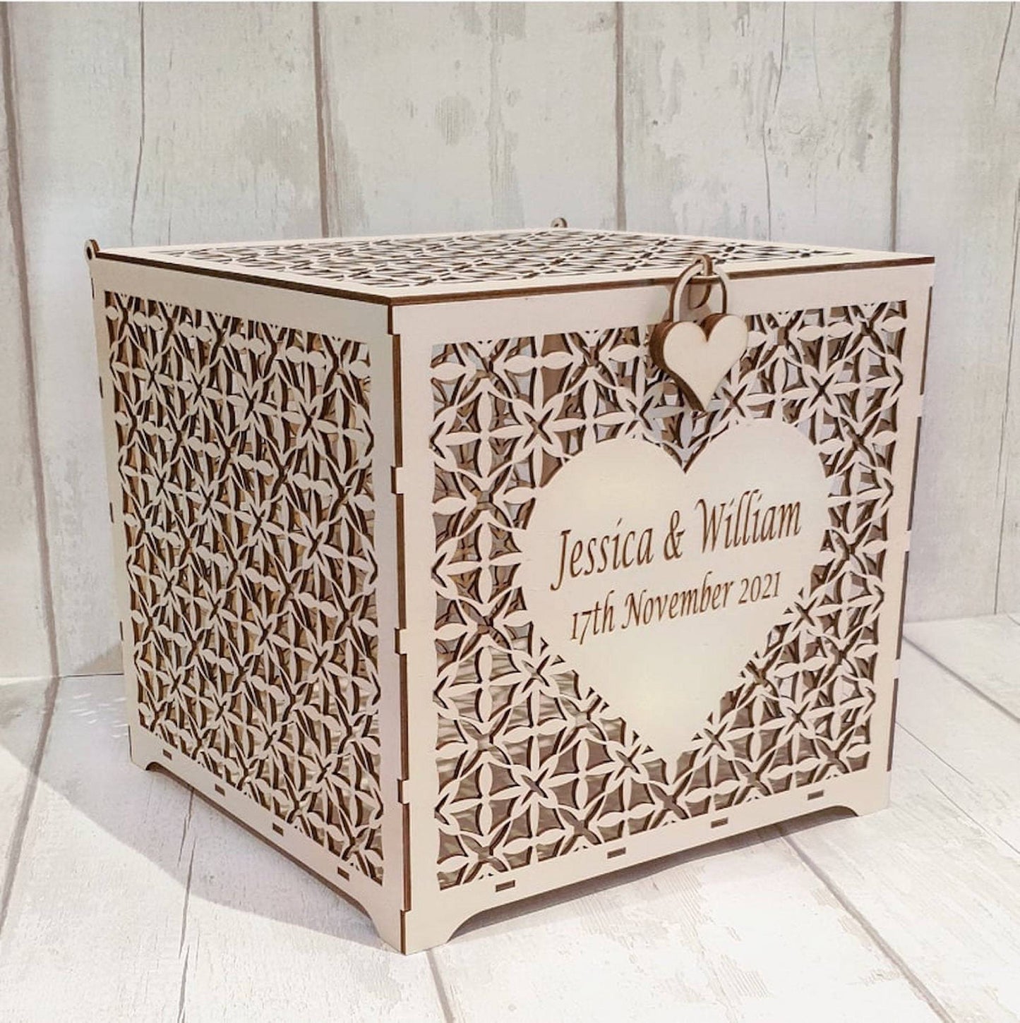 Beautiful bespoke wedding card box. - LaserGiftsuk