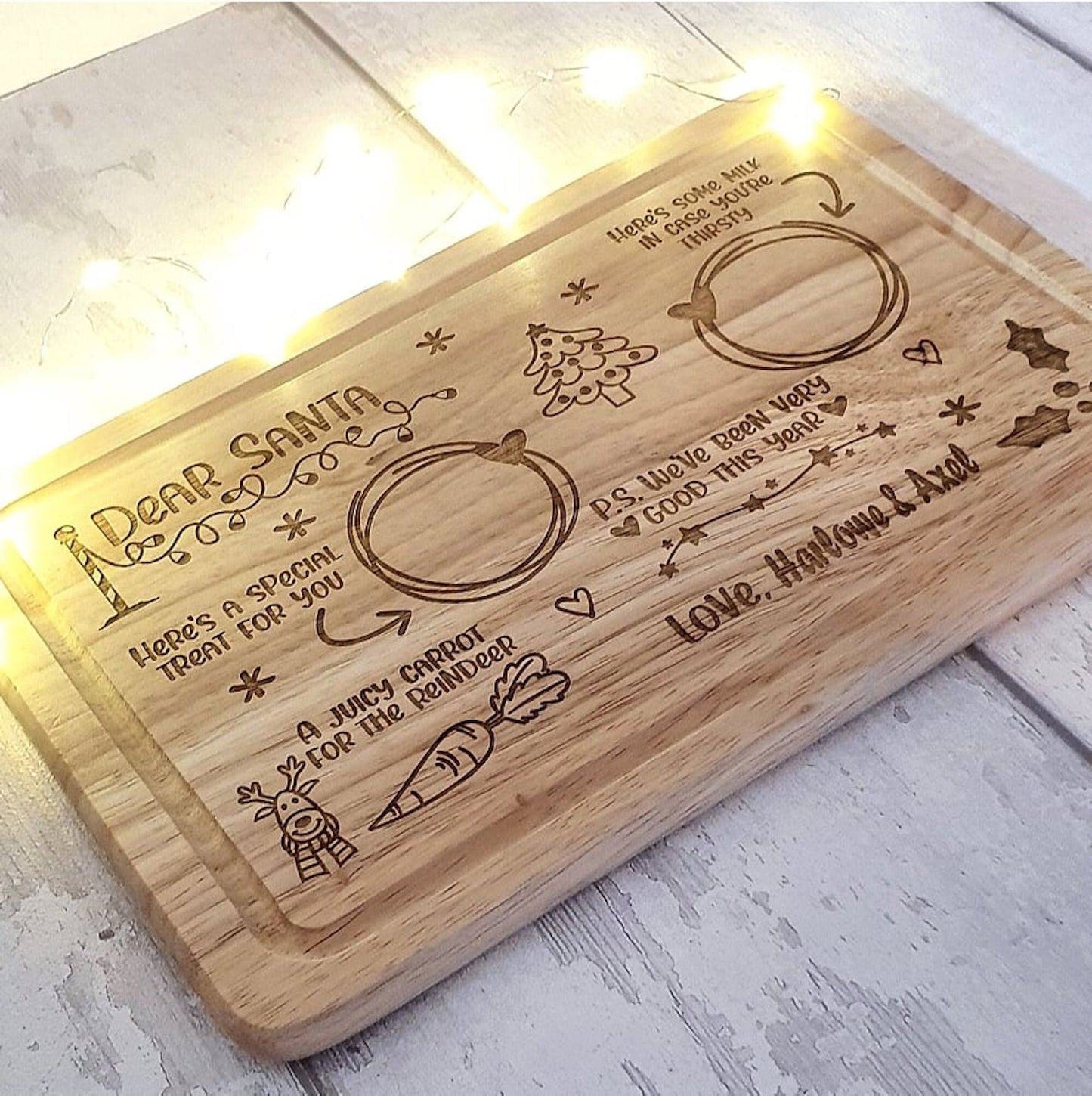 Personalised Santa treat board, engraved. - LaserGiftsuk