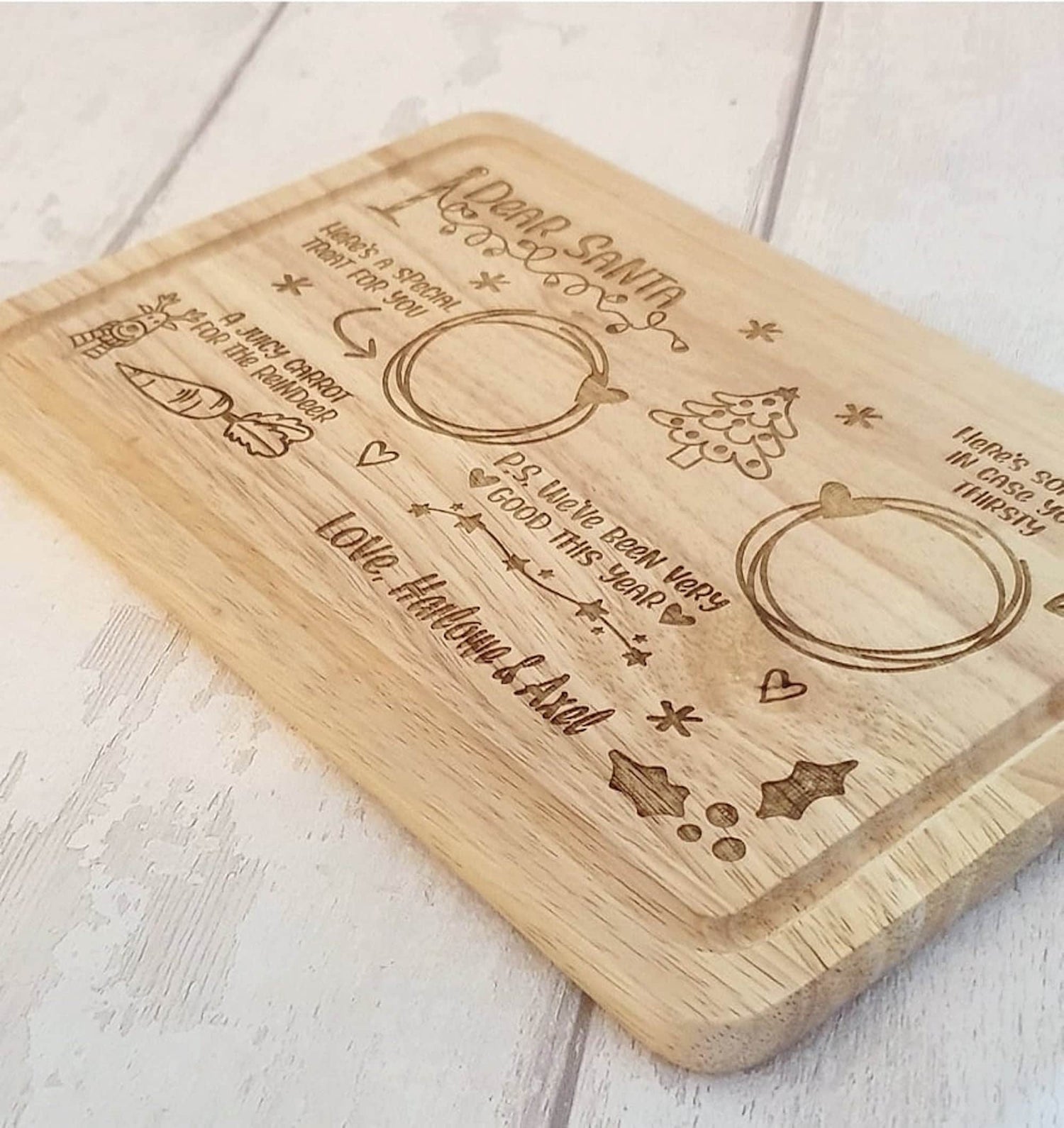 Personalised Santa treat board, engraved. - LaserGiftsuk