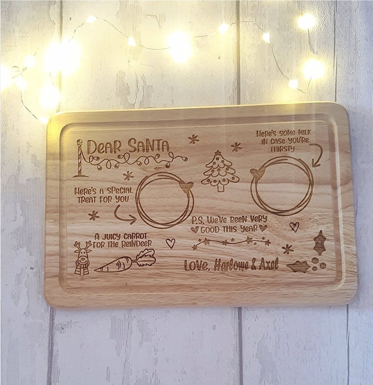 Personalised Santa treat board, engraved. - LaserGiftsuk