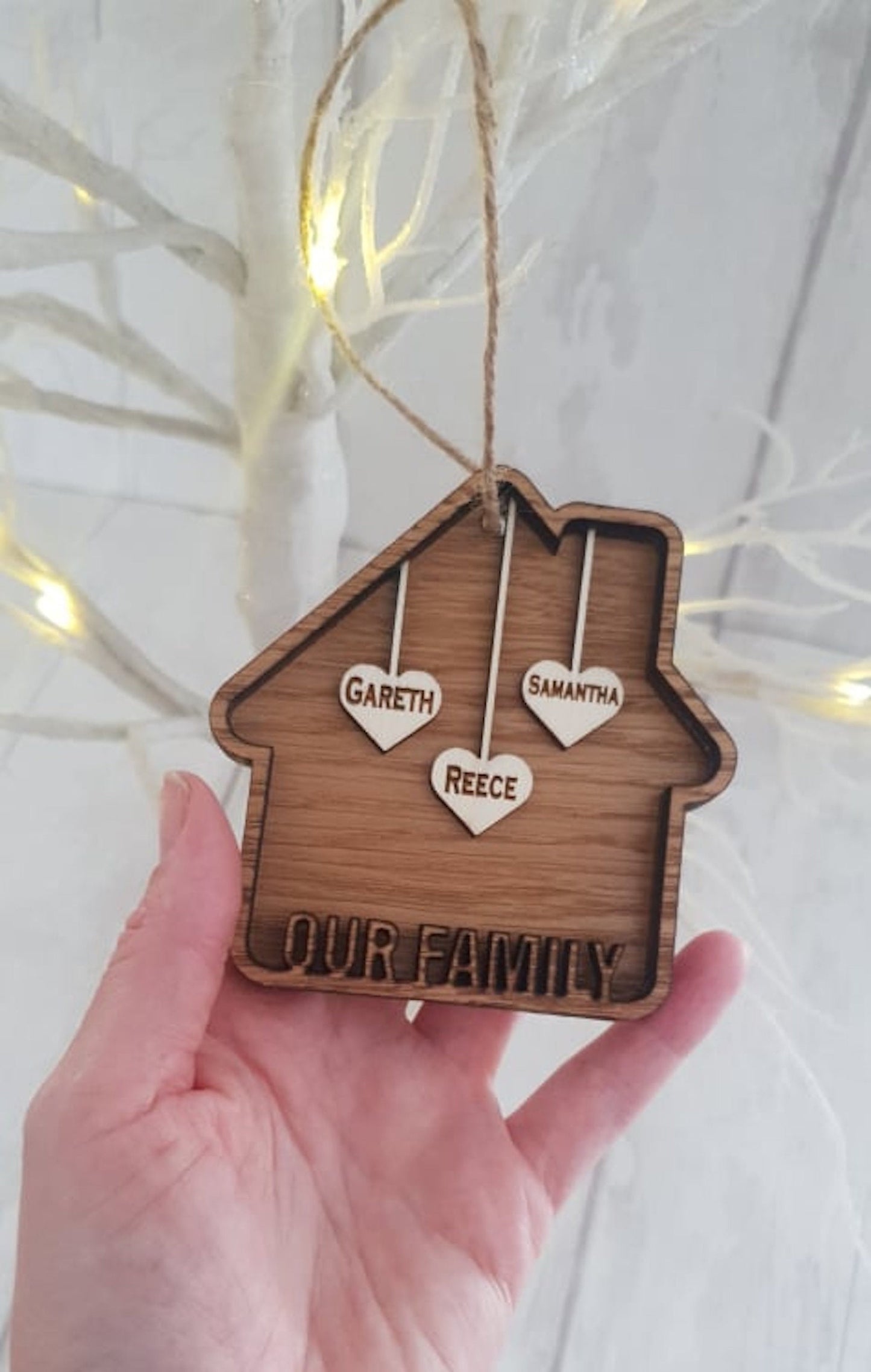 Bespoke personalised family Christmas decoration. - LaserGiftsuk