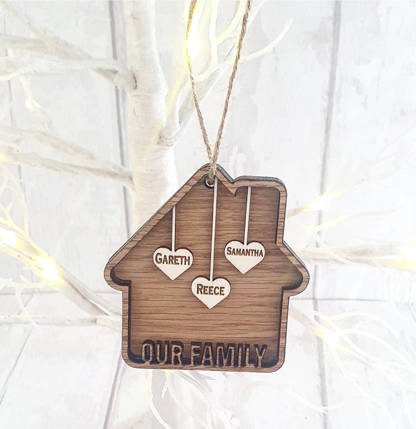 Bespoke personalised family Christmas decoration. - LaserGiftsuk