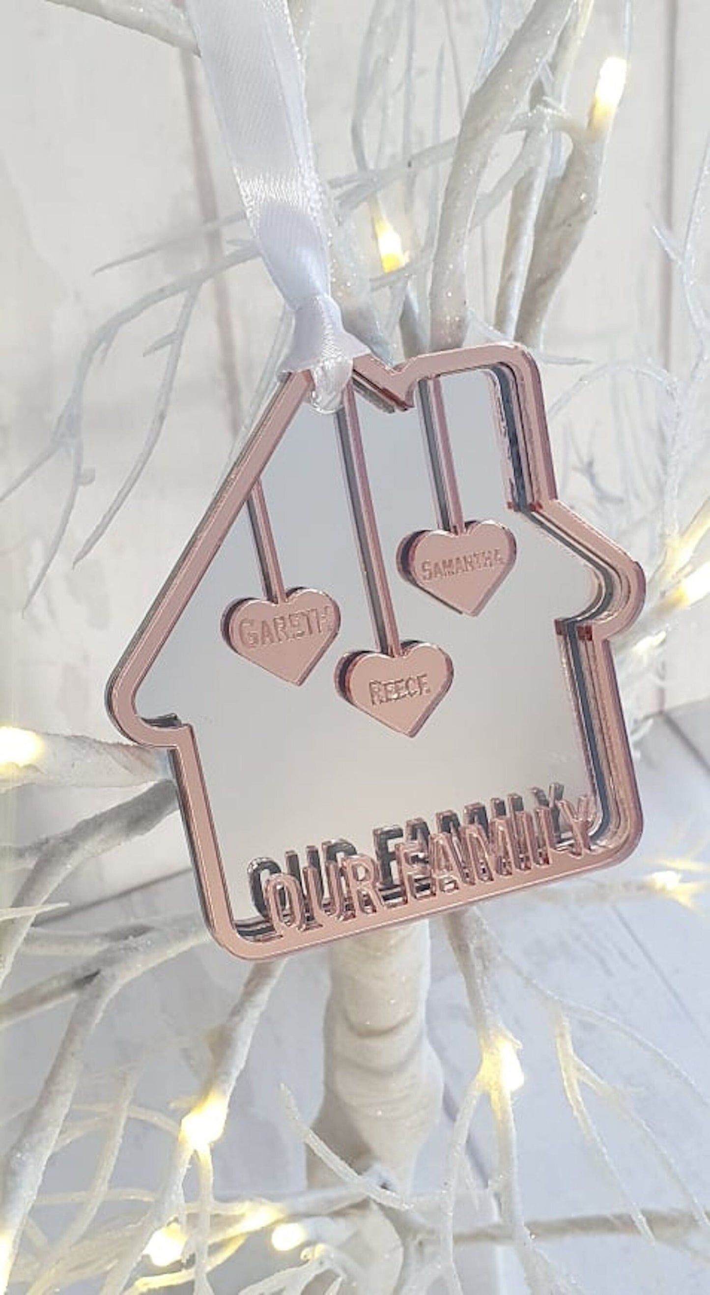 Bespoke acrylic personalised family Christmas decoration - LaserGiftsuk