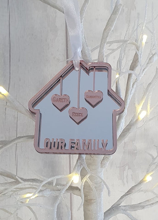 Bespoke acrylic personalised family Christmas decoration - LaserGiftsuk