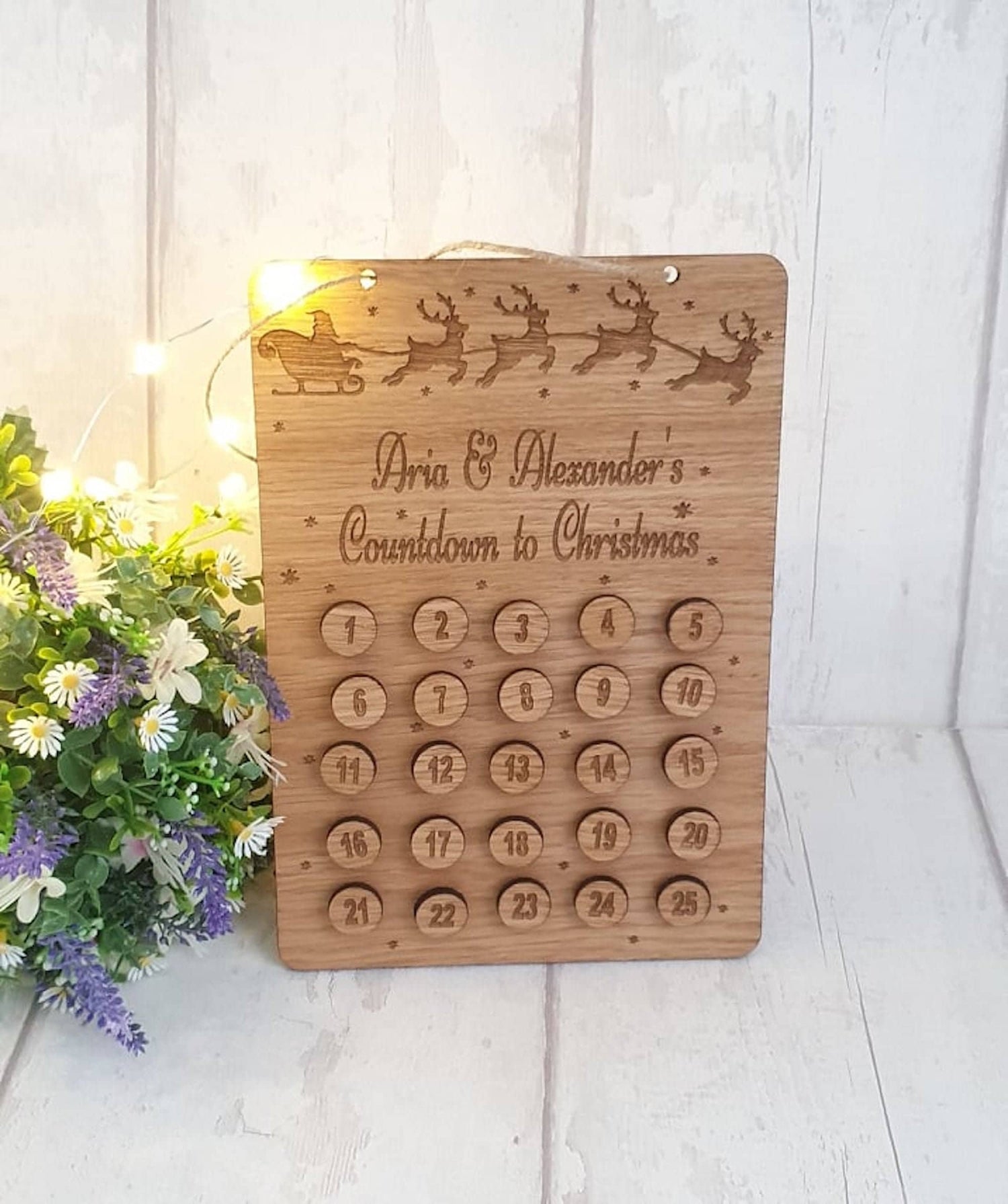 Personalised Countdown to Christmas board. - LaserGiftsuk