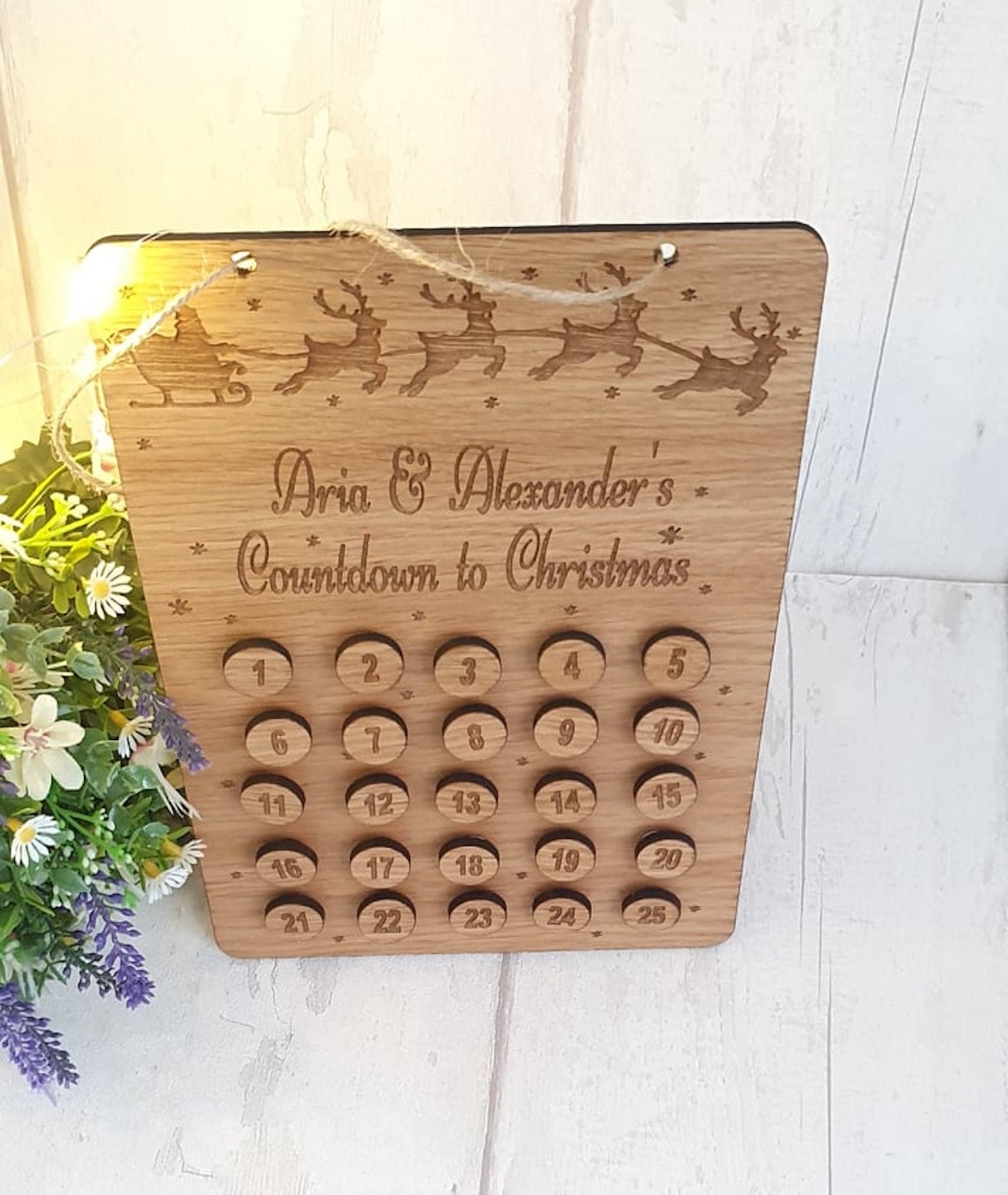 Personalised Countdown to Christmas board. - LaserGiftsuk